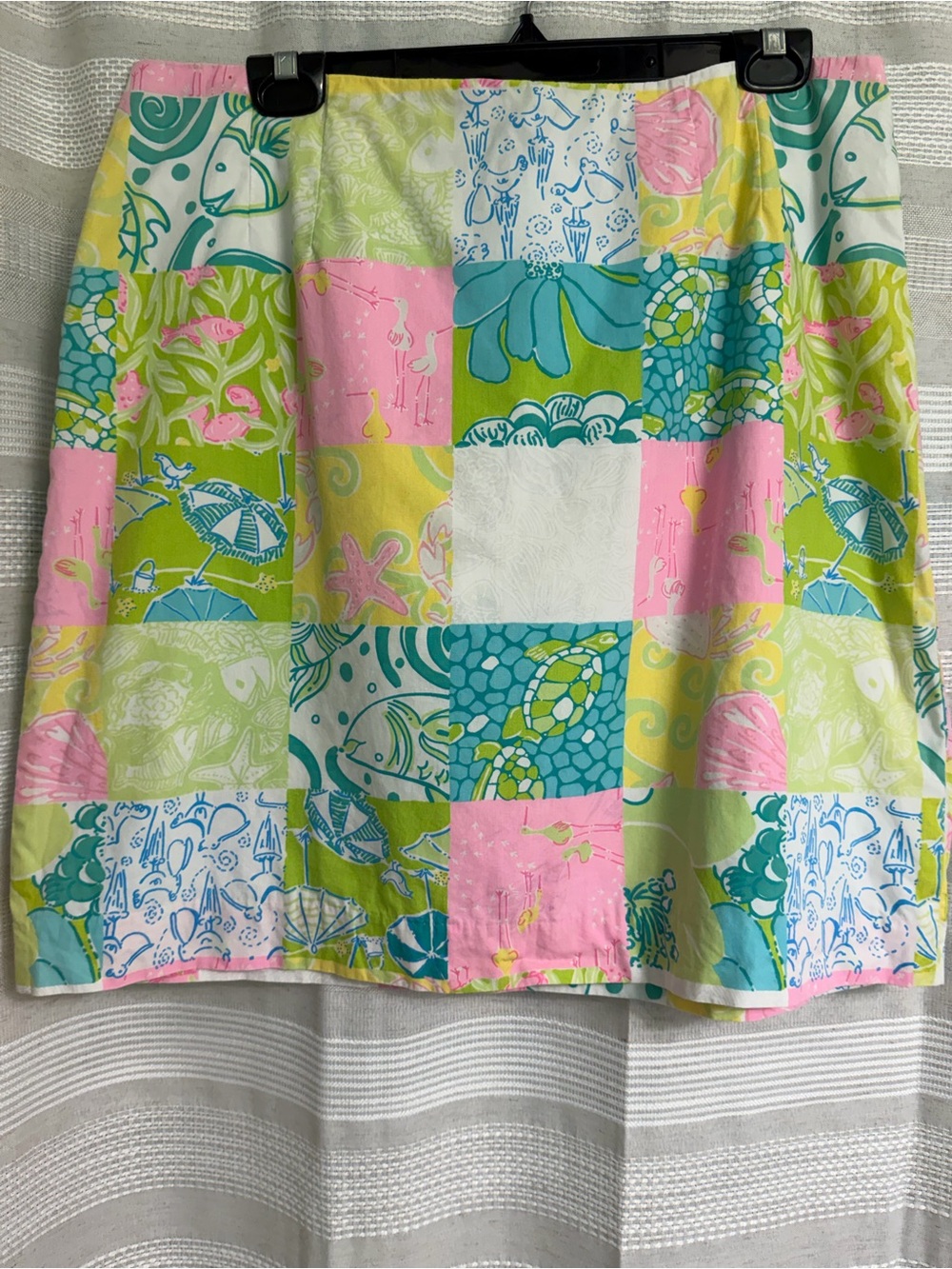 Lilly Pulitzer Patchwork Print Cotton Skirt - Pink, Green, Blue